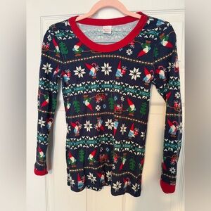 Hanna Andersson Gnome Sweet Gnome Holiday Long John Pajama Top